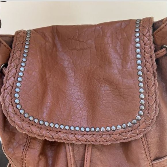 the sak Avalon brown leather fringed backpack purse - Picture 8 of 11